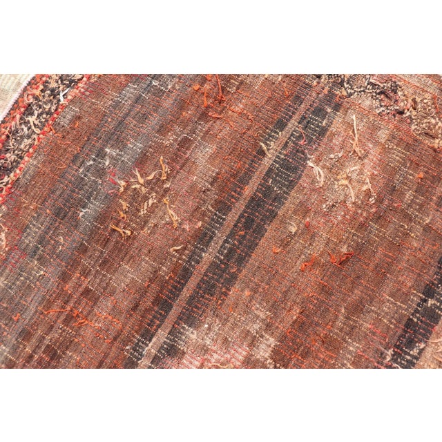 Colorful Vintage Turkish Embroidered Flat-Weave in Diamond Design in Orange 5'11" X 7'6" For Sale - Image 11 of 11