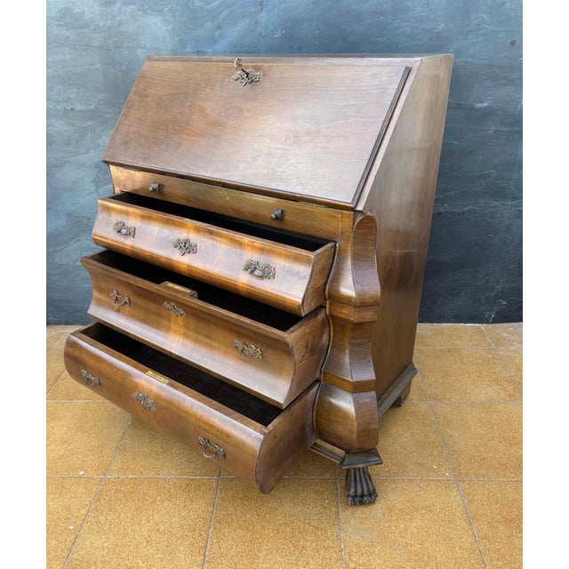 Baroque Style Bombe Secretary Desk, Mid-20th Century For Sale - Image 13 of 16