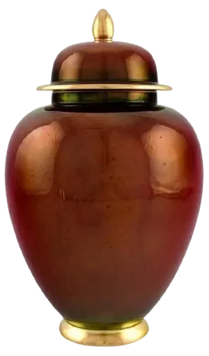Large Rouge Royale Lidded Vase in Hand-Painted Porcelain from Carlton Ware, England, 1930s