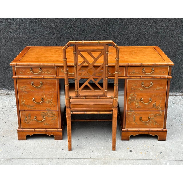 1960s Chinoiserie Style Desk & Chair by Drexel Heritage, Usa