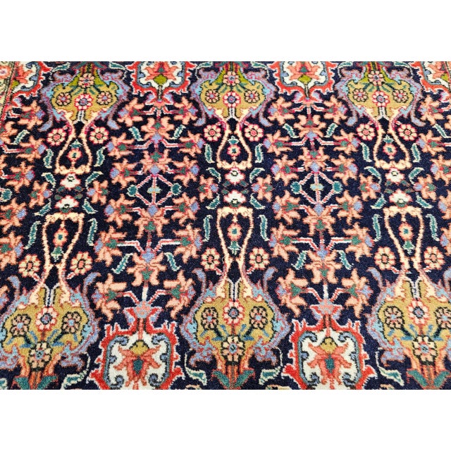 Antique Persian Tabriz Area Rug, Hand-Knotted Wool, All-over Geometric Pattern, Navy & Green, 3x6 For Sale - Image 10 of 13