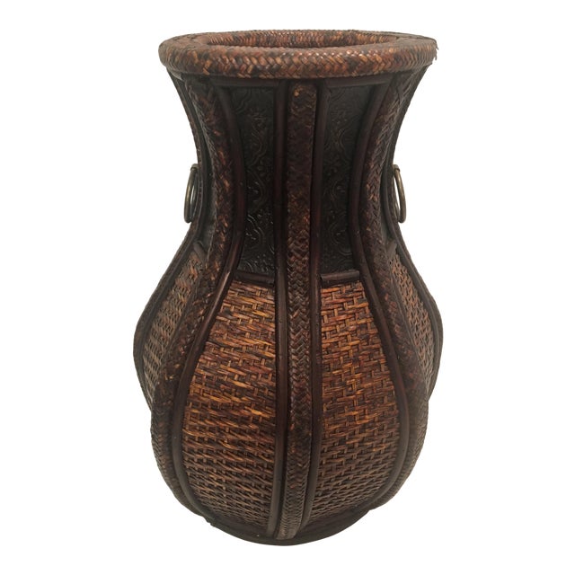 Beautiful Deep Brown Rattan Basket Floor Vase Chairish