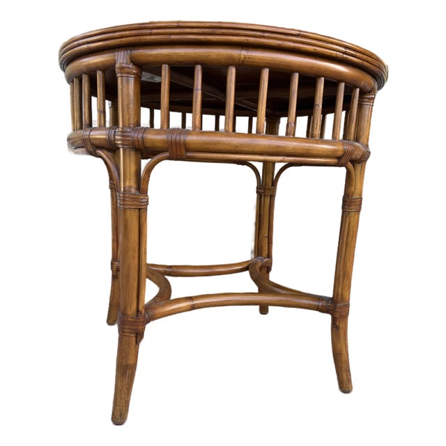 Ethan Allen Rattan Side Table For Sale