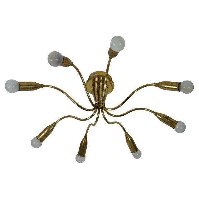 Gold Mid-Century Brass Sputnik Chandelier, Germany, 1950s For Sale - Image 8 of 8