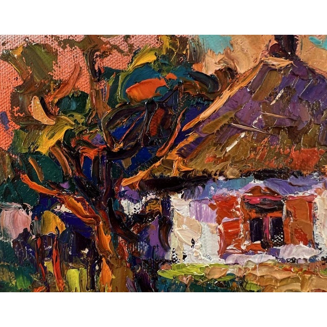 Textile Oil Painting Evening in the Yard Oksana Ivanyuk For Sale - Image 7 of 8