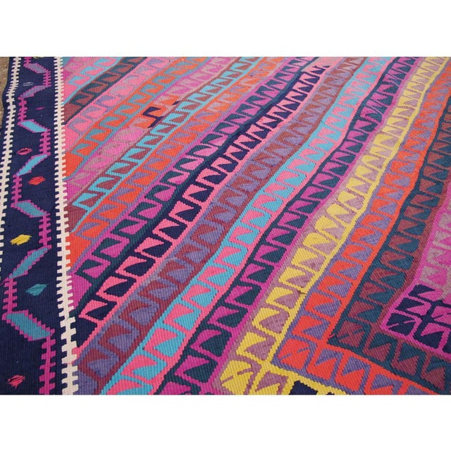 Galerie Shabab Collection Colorful Mid-20th Century Turkish Flat-Weave Kilim Square Room Size Rug For Sale In New York - Image 6 of 10