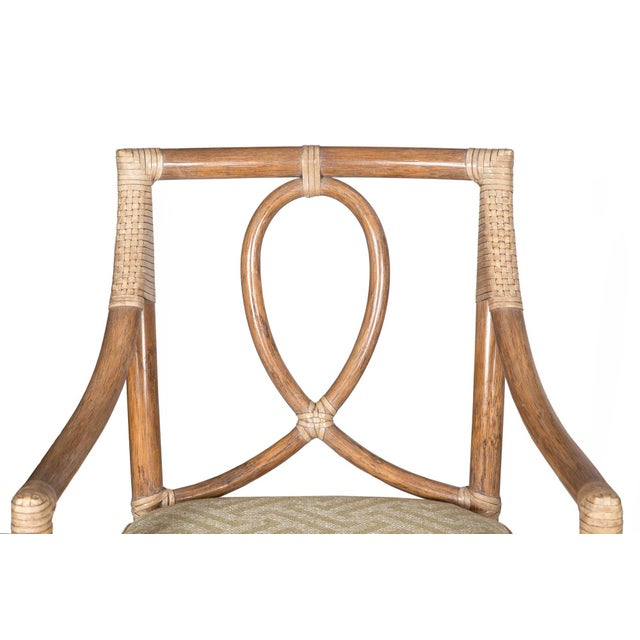 Set of Five Cerused Rattan Dining Chairs With Bamboo Table by McGuire For Sale - Image 9 of 12