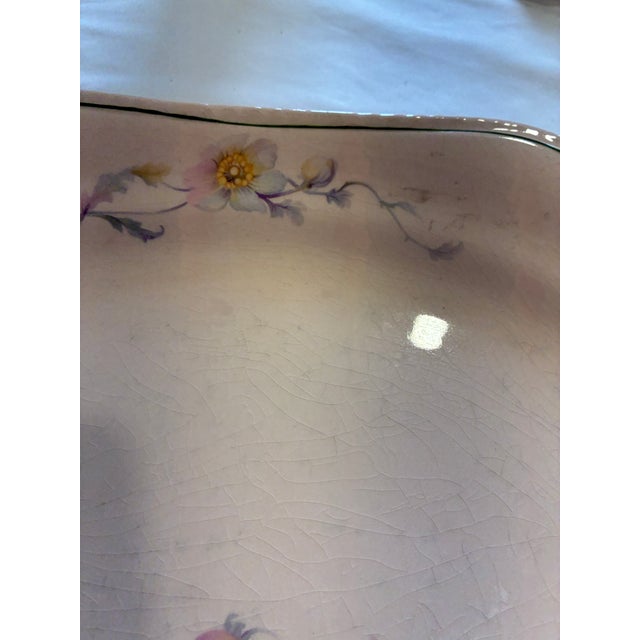 Vintage Steubenville Rose Dawn Pink Floral Rectangular Platter For Sale - Image 4 of 15