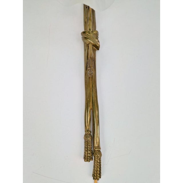 Art Noveau Brass Wall Sconce Light with Flowers and Ribbons, France, 1930s For Sale - Image 16 of 18