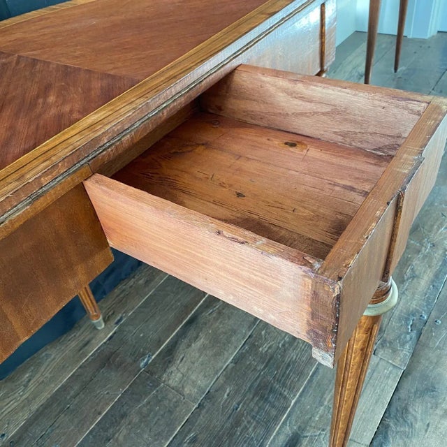 French Inlaid Walnut French Demilune Game Table or Console For Sale - Image 11 of 12