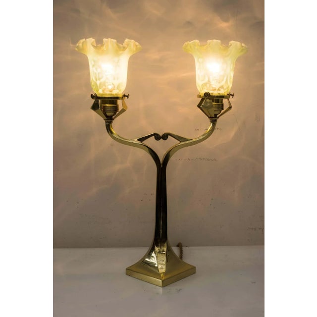 Solid Table Lamp with Opaline Glass Shade For Sale - Image 6 of 8