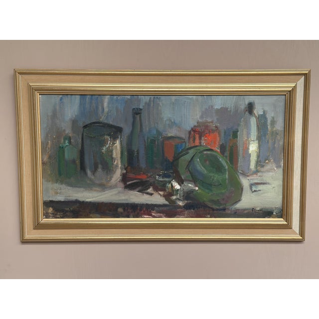 Jerzy Luczak, Hat and Bottles, 1960s, Oil on Canvas, Framed For Sale - Image 15 of 18