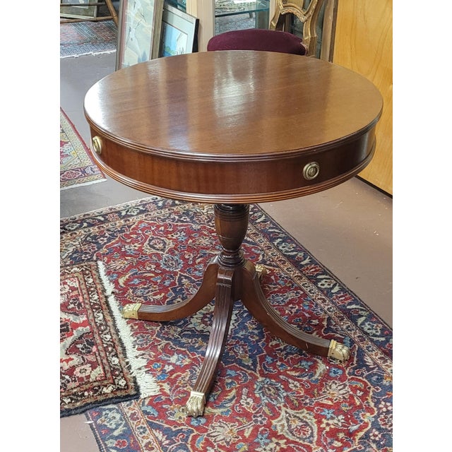 1940s Mahogany Drum Center Table For Sale - Image 4 of 16