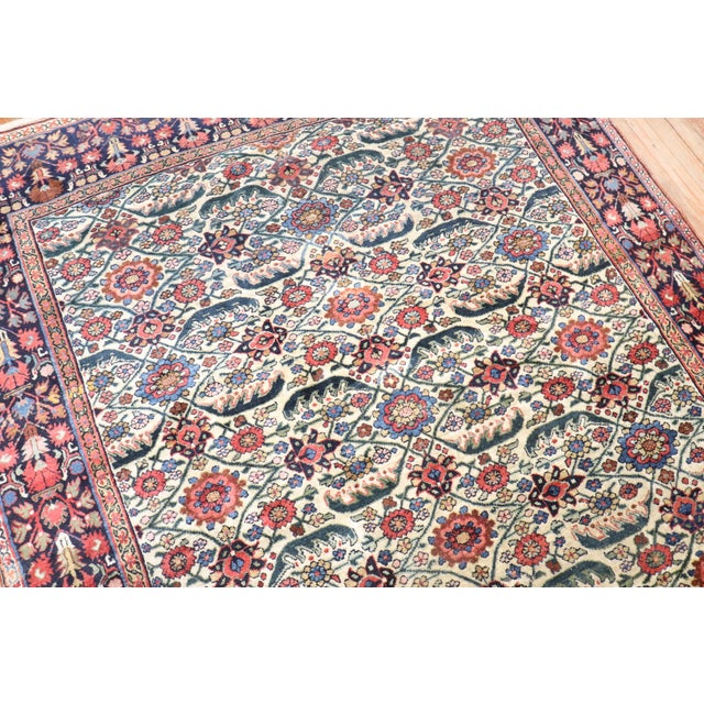 Antique Zabihi Collection Ivory Field Persian Bidjar Gallery Rug - 5'9" x 11' For Sale In New York - Image 6 of 12