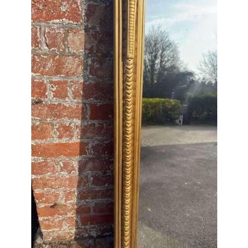 Large Antique English Shaped Top Gilt Ribbed Overmantle Mirror, 1800s For Sale - Image 3 of 7