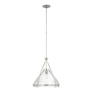 Amber Lewis for Visual Comfort Signature Wren 18" Pendant in Polished Nickel with Clear Glass For Sale