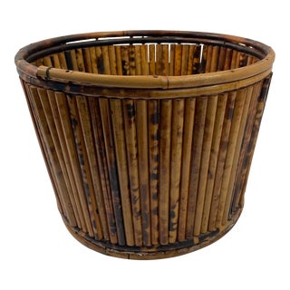 Vintage Bamboo Planter Basket For Sale