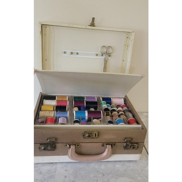 Mid 20th Century Vintage Sewing Kit With Notions For Sale - Image 5 of 18