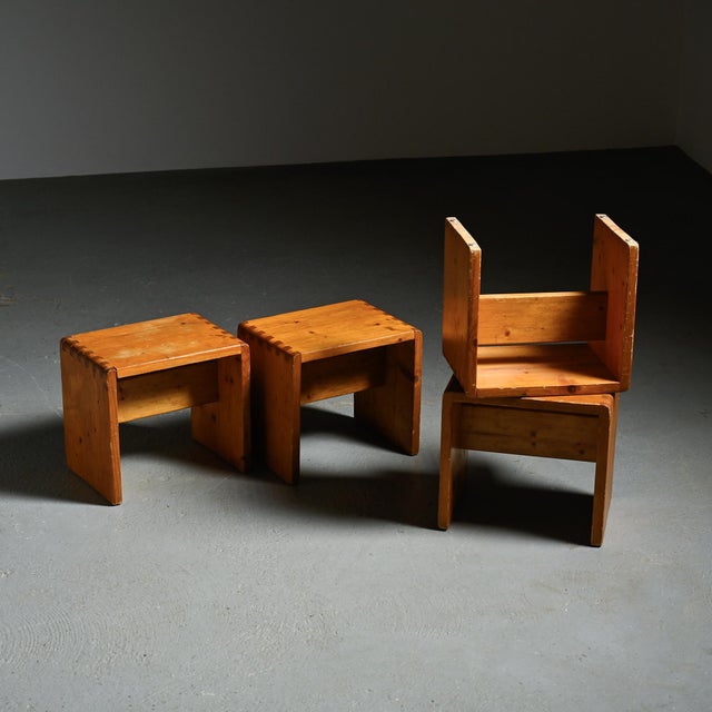 Pine Stools by Bernard Taillefer, 1960, Set of 4 For Sale - Image 15 of 15