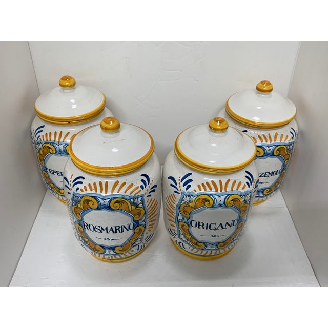 Antique Italian Faience Spice Jars With Lids Set of 4 Chairish