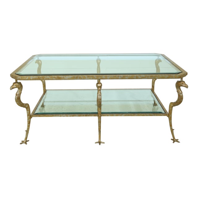 Marge Carson Large Gold Regency Glass Top Coffee Table Chairish