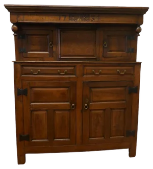 Antique Celtic Court Cupboard in Carved Oak, 1734