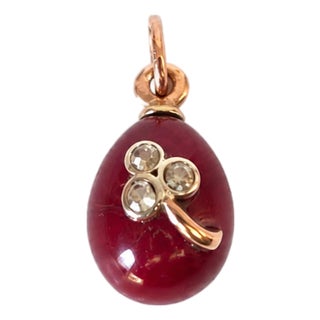 Early 20th Century Rare Purpurin Egg Pendant With Diamonds by Anders Nevalainen, St. Petersburg For Sale