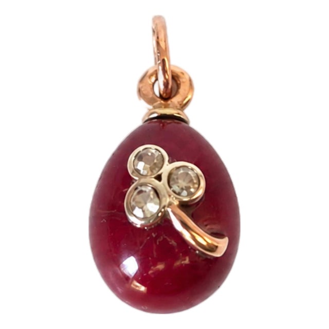 Early 20th Century Rare Purpurin Egg Pendant With Diamonds by Anders Nevalainen, St. Petersburg For Sale