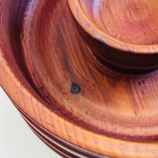 Large Mid Century Wood Chip and Dip Serving Bowl For Sale - Image 9 of 10