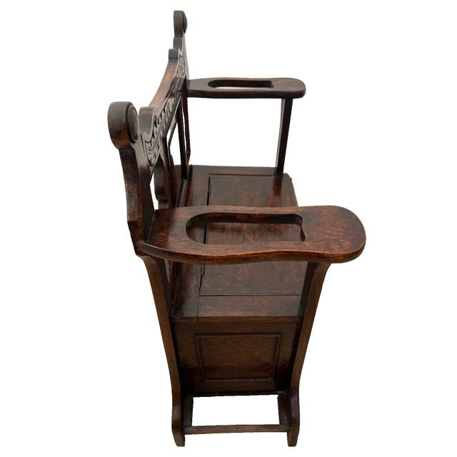 Antique Entry Chair Umbrella, Cane Stand, Under Seat Storage, Solid Dark Oak For Sale In Palm Springs - Image 6 of 12