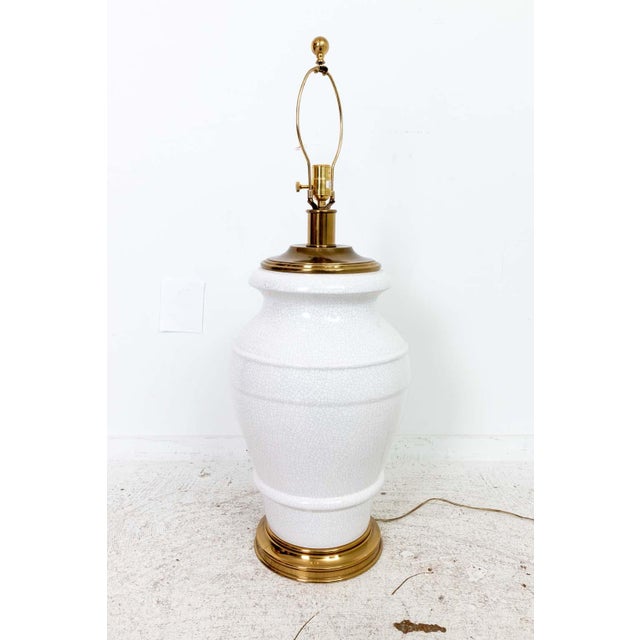 Brass XL Paul Hansen Crackle Glazed Table Lamp For Sale - Image 8 of 9