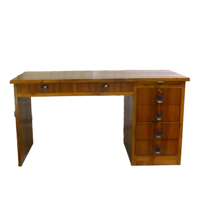 Small Art Deco Cubist Desk in Walnut Veneer, Belgium, 1930 For Sale - Image 16 of 16