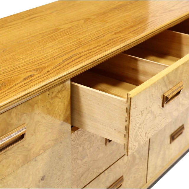 Brown Vintage Henredon Burl Wood Dresser or Credenza Lowboy Chest of Drawers in Scene 2 Two Design For Sale - Image 8 of 9