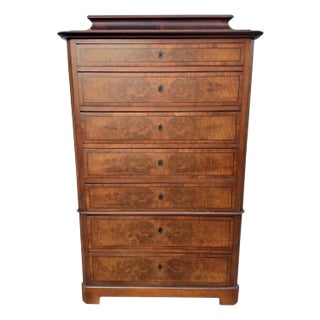 19th Century Danish Biedermeier Highboy (Semainier) Chest of Drawers For Sale