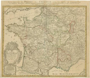 Homann Heirs Map of France Antique Hand-Colored, 1745
