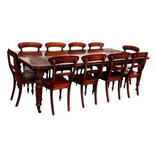Extendable Dining Table and Chairs, Set of 11 | Chairish