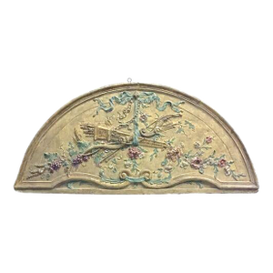 Antique Floral Bow-Quiver Arched Transom Plaque