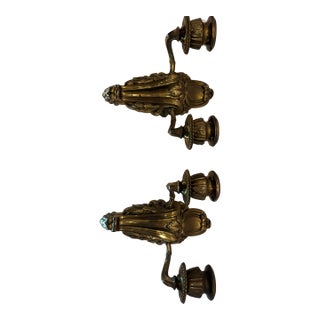 Antique French Napoleon III Gilt Bronze Two-Arm Wall Sconces - Pair For Sale