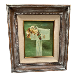 Rustic Framed Mailbox With Flowers Vintage Painting