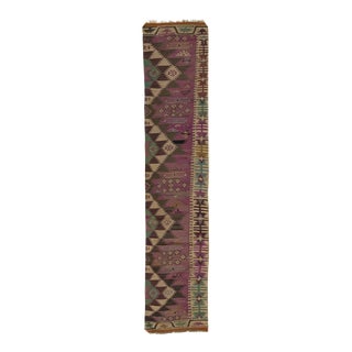1960s Vintage Kilim Handmade Light Blue Medallion Wool Runner For Sale