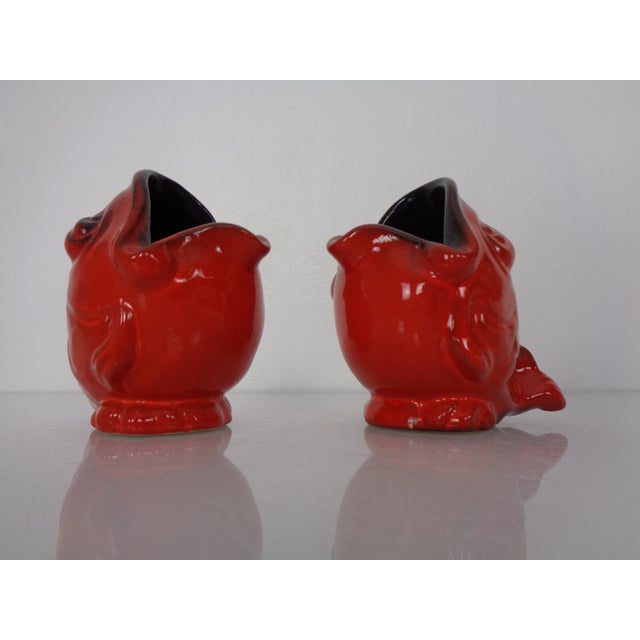 Mid-Century Modern Red Ceramic Fish Ashtrays, Germany, 1970s, Set of 2 For Sale - Image 3 of 14