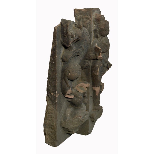 Brown 17th Century Asian Hand-Carved Stone Temple Sculpture of a Female Divinity For Sale - Image 8 of 10