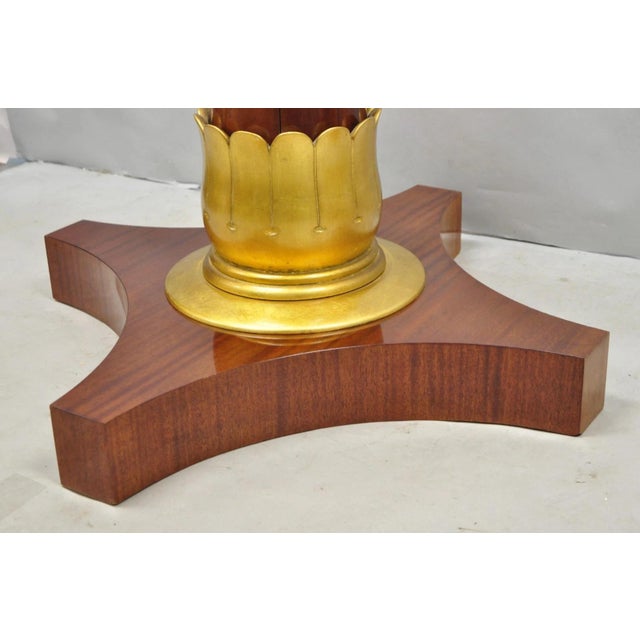 Vintage French Regency Style Mahogany & Gold Gilt Plume Table Pedestal Base (A) For Sale - Image 10 of 16