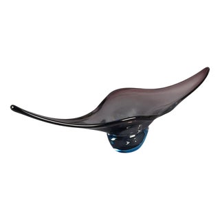 Purple and Blue Sommerso Murano Glass Centerpiece by Flavio Poli for Seguso, 1970s For Sale