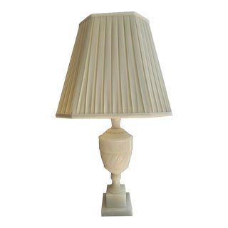 Vintage Classical Carved Covered Urn Marble/Alabaster Table Lamp With Illuminated Base For Sale
