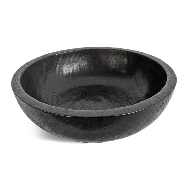Beautiful rich ebony finish vintage Java solid teak wood bowl. Each will have variations in wood grain.