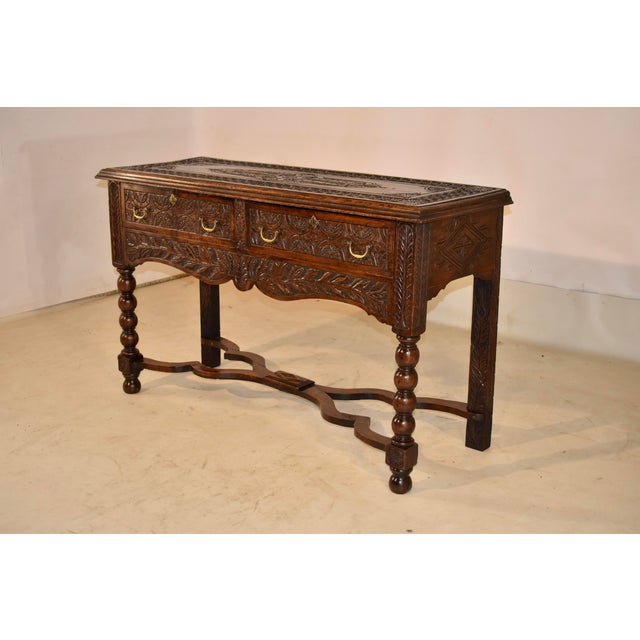 Mid 18th Century 18th Century English Oak Sideboard With Gorgeous Hand-Carving For Sale - Image 5 of 12