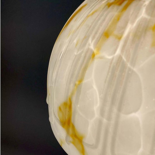 Art Deco Marbled Opaline Glass and Brass Pendant Light, Germany, 1930s For Sale - Image 16 of 18