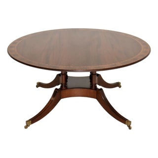 Large Antique Inlaid Circular Dining Table, 1950s For Sale
