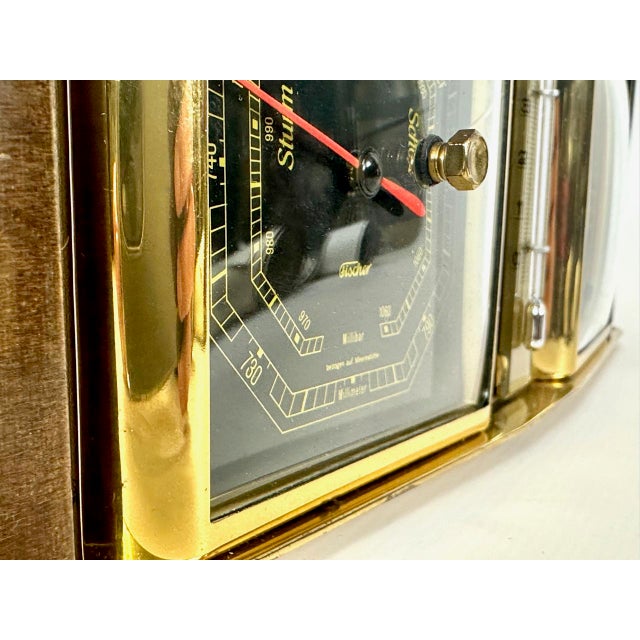 Wood Art Deco Walnut and Brass Fischer Weather Station, 1940s For Sale - Image 7 of 12
